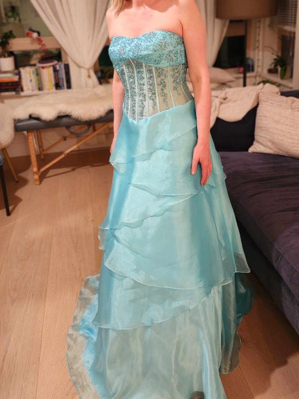 Strapless Formal Teal Princess Dress